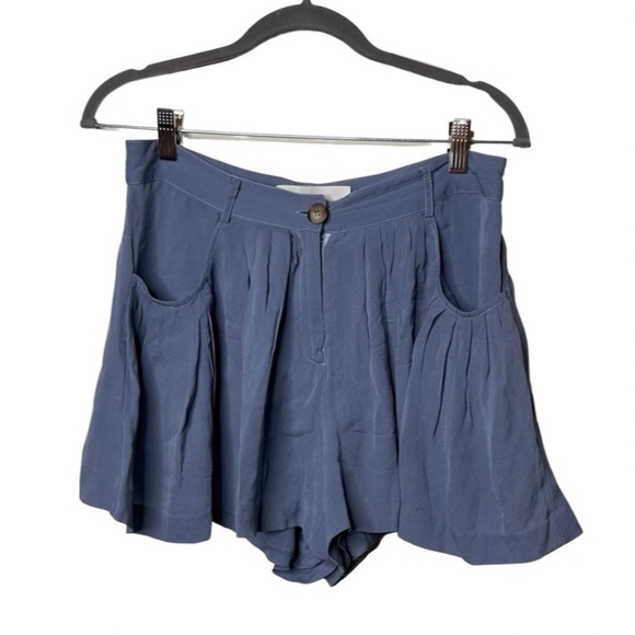 Thakoon 100% silk blue pleated shorts sz 4 - Picture 1 of 7
